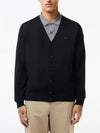 Vneck Wool Cardigan Black - LACOSTE - BALAAN 3