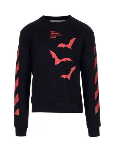 Diagonal Bats Printing Slim Crew Neck Sweatshirt Black - OFF WHITE - BALAAN 1