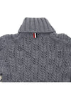 Women's Irish Pointel Cable Merino Wool 4 Bar Turtleneck Light Gray - THOM BROWNE - BALAAN.