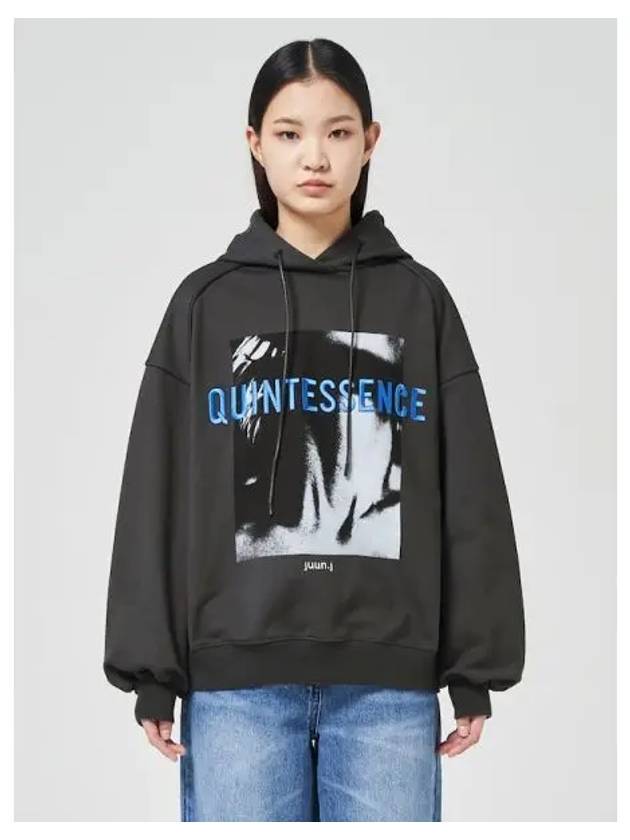 Overfit QUINTESSENSE graphic hooded sweatshirt gray domestic product GM0023122120685 - JUUN.J - BALAAN 1