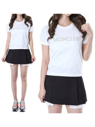 Women's Crystal Logo Short Sleeve T-Shirt White - MONCLER - BALAAN 2