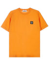 Logo Patch Cotton Short Sleeve T-Shirt Orange - STONE ISLAND - BALAAN 2