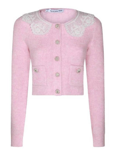 Women's Fluffy Rib Knit Cardigan Pink - SELF PORTRAIT - BALAAN 1