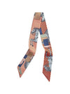 Cavalier En Formes Twilly Scarf Corail Bleu Camel - HERMES - BALAAN 2