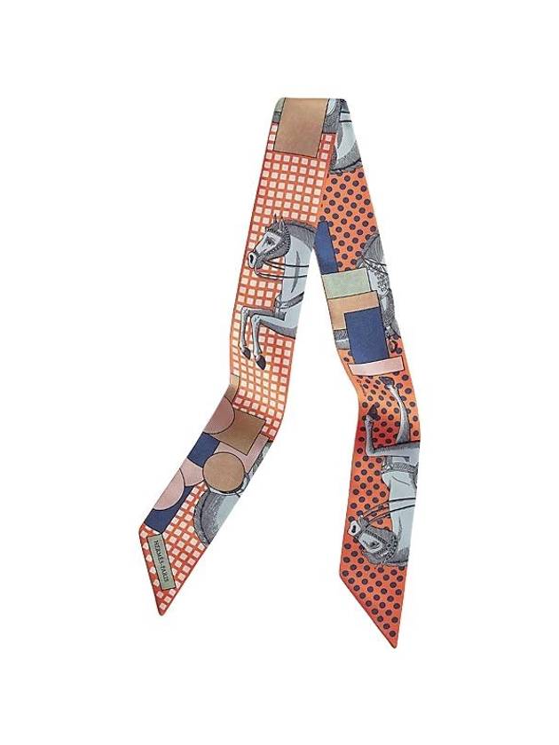 Cavalier En Formes Twilly Scarf Corail Bleu Camel - HERMES - BALAAN 2