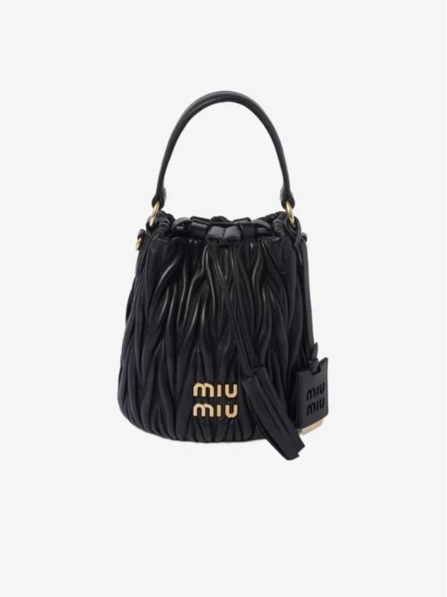 Matelasse Nappa Leather Bucket Bag Black - MIU MIU - BALAAN 2