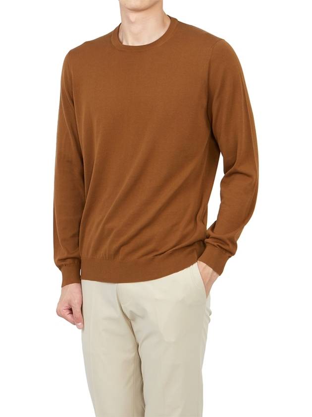 Men's Crew Neck Cotton Knit Top Brown - DRUMOHR - BALAAN 6