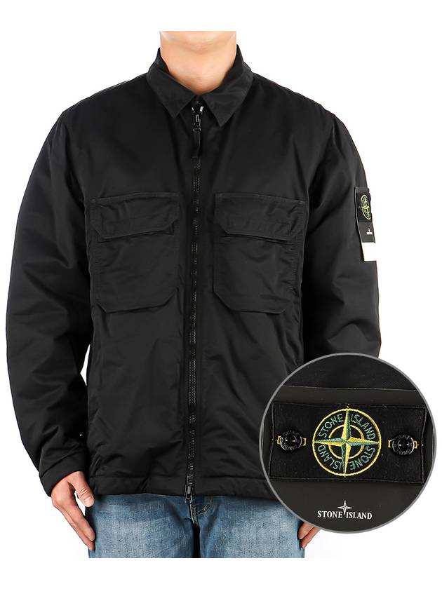 Compass Patch Shirt Zip Up Jacket Black - STONE ISLAND - BALAAN 2