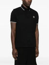 Stretch Cotton Pique Short Sleeve Polo Shirt Black - STONE ISLAND - BALAAN 3