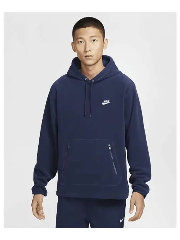 Club Winterized Pullover Hoodie M Midnight Navy White FZ0661 410 - NIKE - BALAAN 2