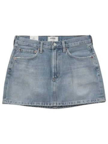 A Goldie Mini Rib Denim Skirt Light Indigo Women s - AGOLDE - BALAAN 1