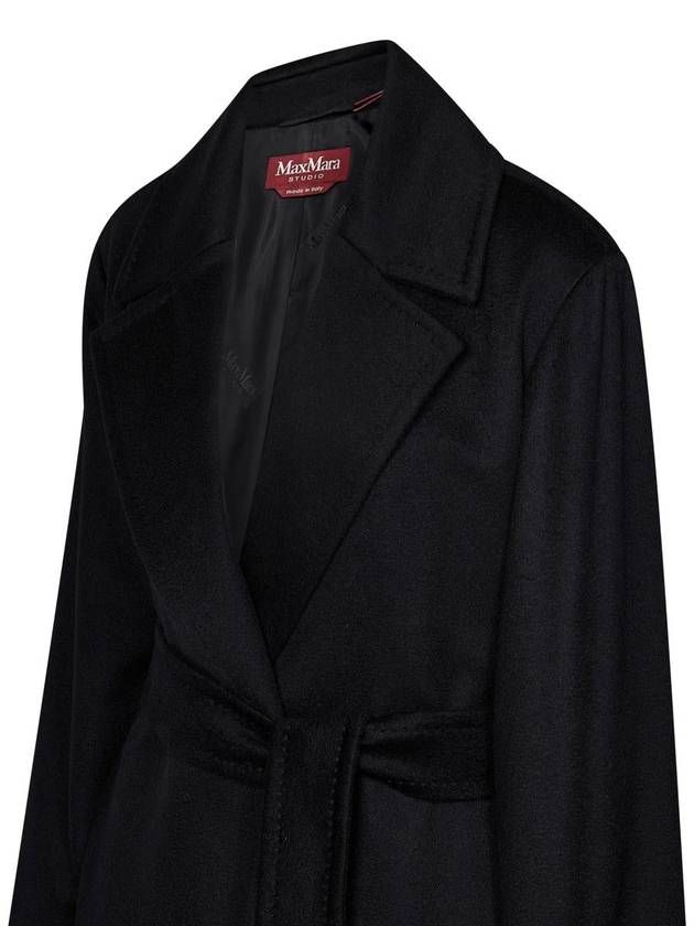 Pazzo Belted Cashmere Single Coat Black - MAX MARA - BALAAN 4