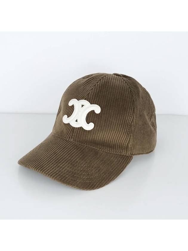 Triomphe Corduroy Ball Cap Khaki - CELINE - BALAAN 3