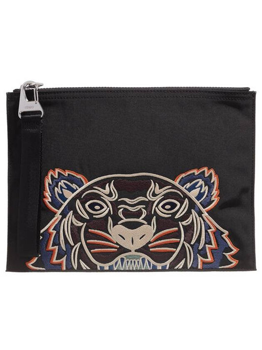 tiger embroidery logo clutch bag black - KENZO - BALAAN 2