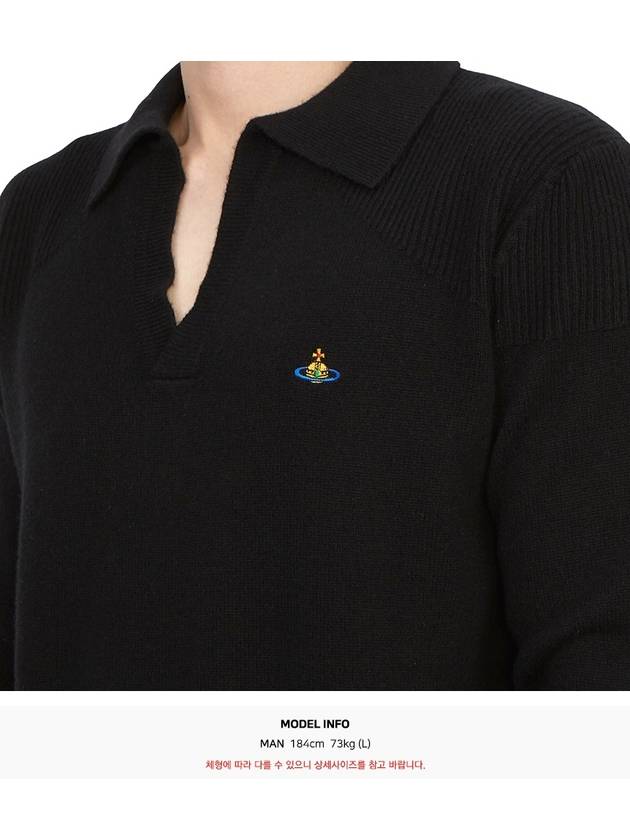 Football Polo Wool Knit Top Black - VIVIENNE WESTWOOD - BALAAN 9