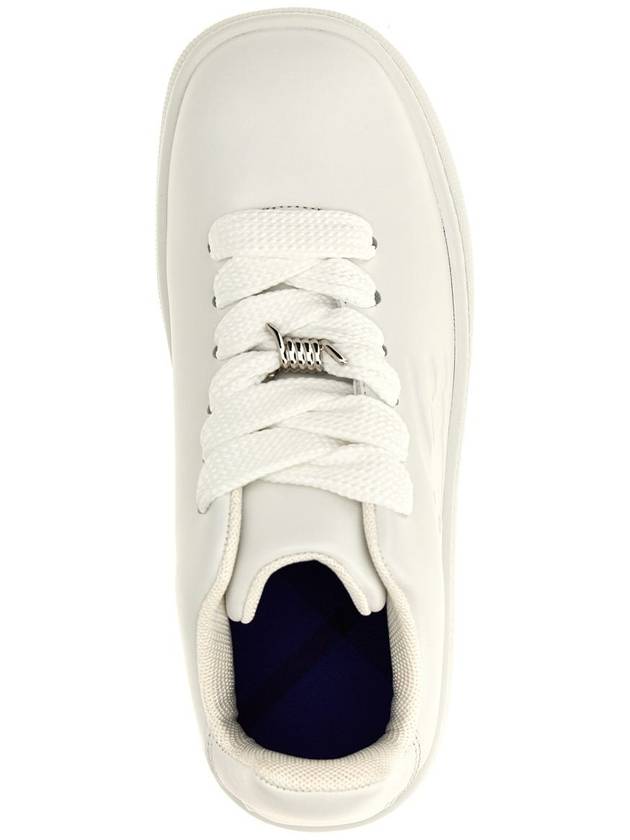 Debossed Logo Leather Low Top Sneakers White - BURBERRY - BALAAN 5