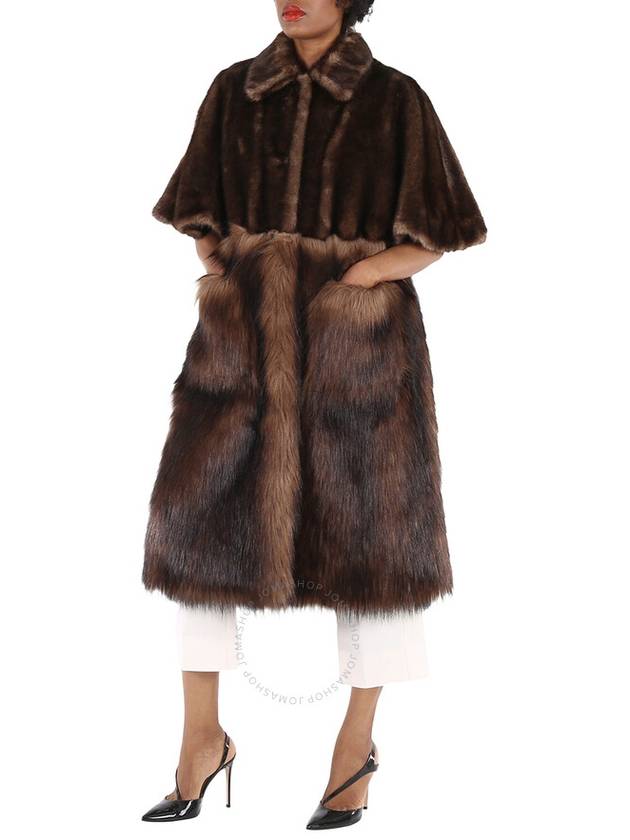 Women's Faux Fur Short Sleeve Single Fur Coat Brown - BURBERRY - BALAAN 4