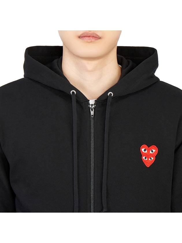 Play Double Red Heart Waffen Hooded Zip Up P1 T294 1 Black - COMME DES GARCONS - BALAAN 8