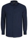 Men's Cotton Long Sleeve Shirt Navy - BRUNELLO CUCINELLI - BALAAN.