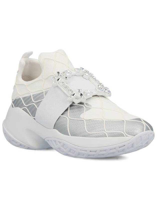 Technical Strass Buckle Low Top Sneakers White - ROGER VIVIER - BALAAN 3