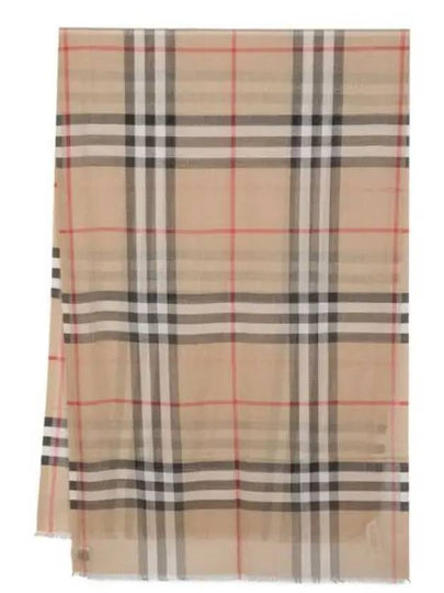 Check Wool Silk Scarf Beige - BURBERRY - BALAAN 2