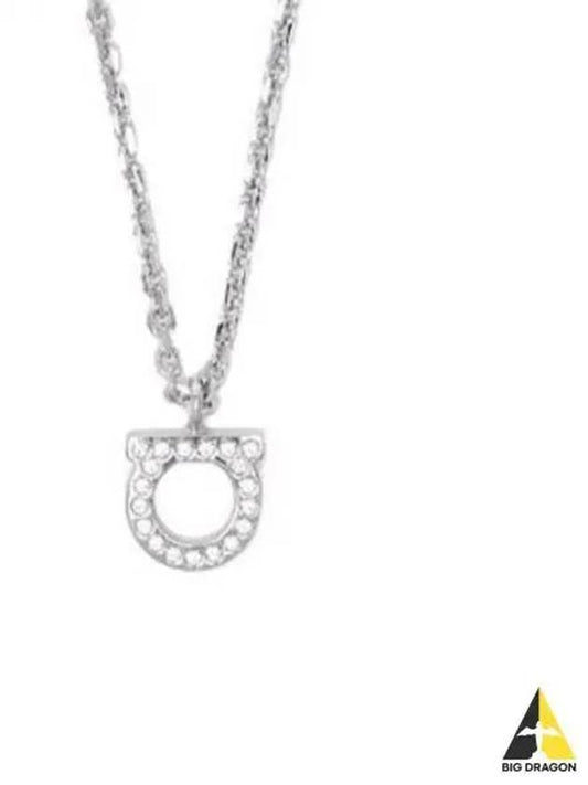Ferragamo SALVATORE Women Gancini Crystal Mini Necklace Silver 696655 - SALVATORE FERRAGAMO - BALAAN 1