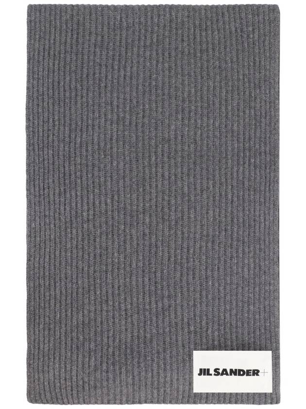 Logo Patch Wool Scarf Grey - JIL SANDER - BALAAN 3