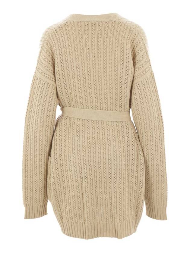 Belted long sleeve cardigan beige - MAX MARA - BALAAN 3