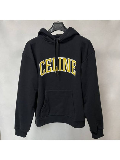 Loose Cotton Fleece Hoodie Black - CELINE - BALAAN 2