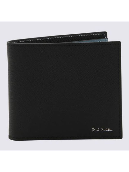 Men's Signature Striped Balloon Leather Half Wallet Black - PAUL SMITH - BALAAN 1