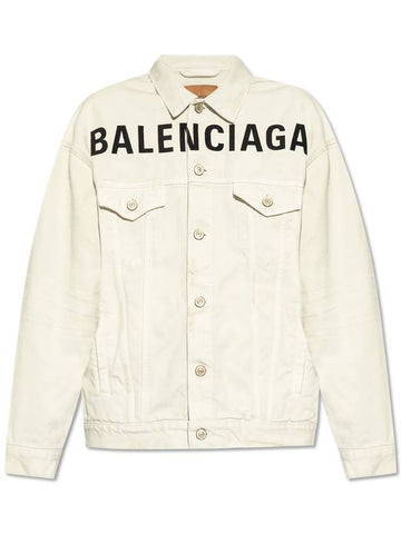 Balenciaga Denim Jacket With Logo, Women's, White - BALENCIAGA - BALAAN 1