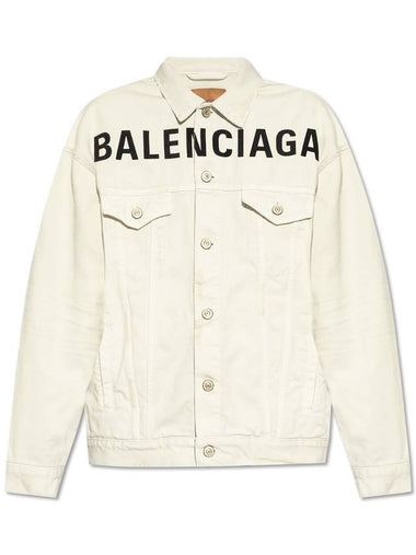 Balenciaga Denim Jacket With Logo, Women's, White - BALENCIAGA - BALAAN 1