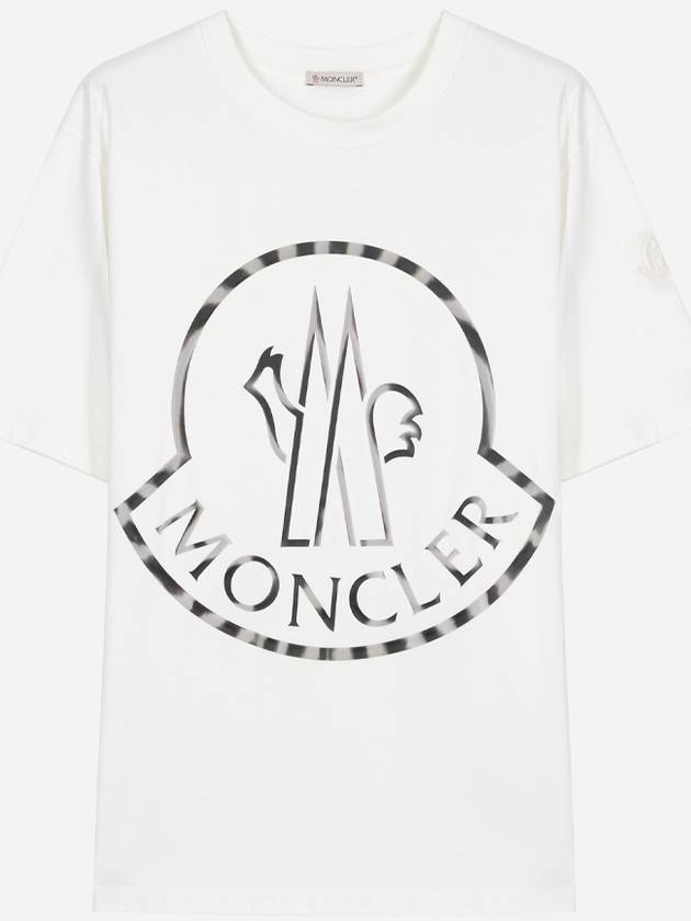 Women's Large Cotton Logo Print Short Sleeve T-Shirt White - MONCLER - BALAAN 2