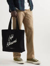 Cafe Kitsune Print Cotton Canvas Tote Bag Black - MAISON KITSUNE - BALAAN 3