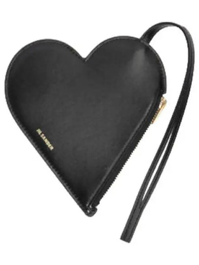 Embossed Logo Heart Stamp Calfskin Pouch Bag Black - JIL SANDER - BALAAN 2