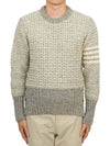 4 Bar Stripe Melange Effect Wool Knit Top Grey - THOM BROWNE - BALAAN 2