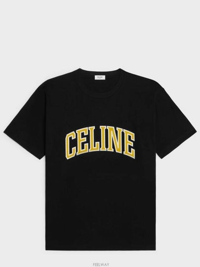 Loose Cotton Jersey Short Sleeve T-Shirt Black - CELINE - BALAAN 2