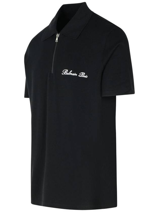 Balmain Black Cotton Polo Shirt - BALMAIN - BALAAN 2