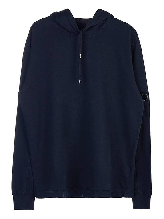 Men's Light Fleece Lens Wappen Hood Navy - CP COMPANY - BALAAN.