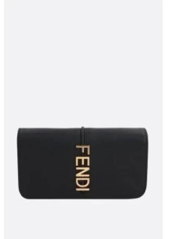 Graphy Chain Leather Long Wallet Black - FENDI - BALAAN 2