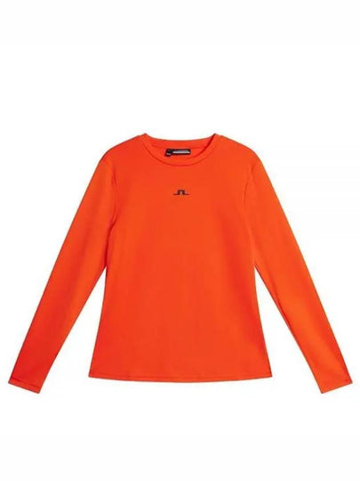 Golf Logo Print Ada Long Sleeve T-Shirt Tangerine Tango - J.LINDEBERG - BALAAN 2