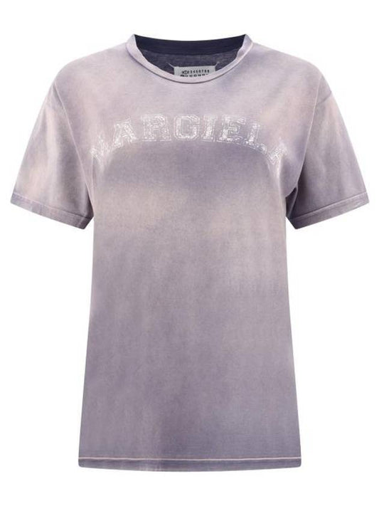Logo Cotton Jersey Short Sleeve T-Shirt Lilac - MAISON MARGIELA - BALAAN 1