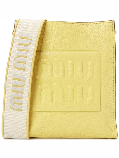 Madras Leather Shoulder Bag Lemon Yellow - MIU MIU - BALAAN 2