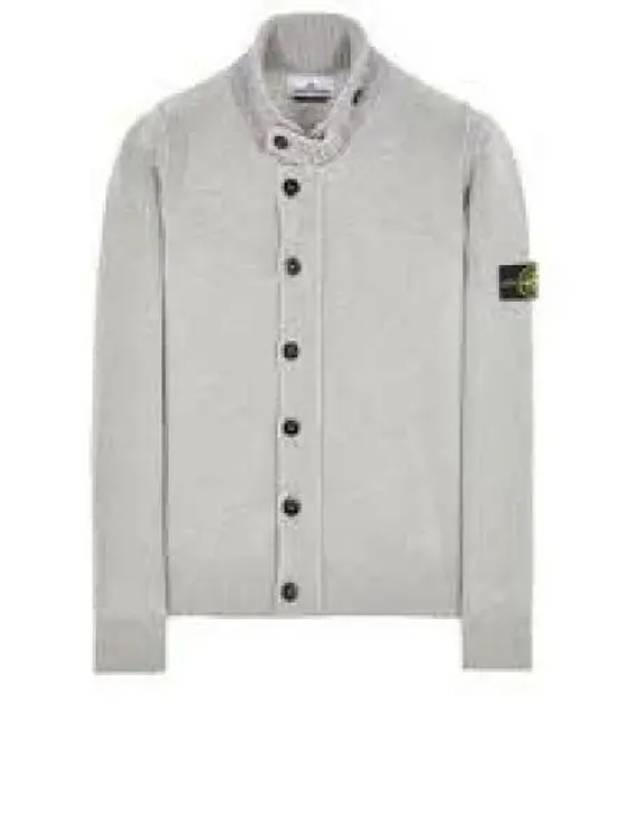 Wappen High Neck Button Up Wool Cardigan Melange Grey - STONE ISLAND - BALAAN 2