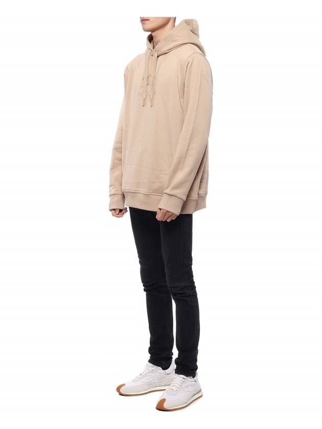 Embroidered EKD Cotton Hoodie Beige - BURBERRY - BALAAN 5