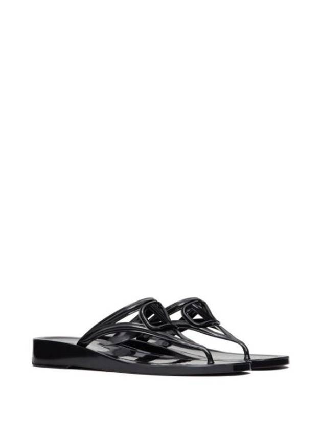 V Logo Signature Flip Flop Black - VALENTINO - BALAAN 6