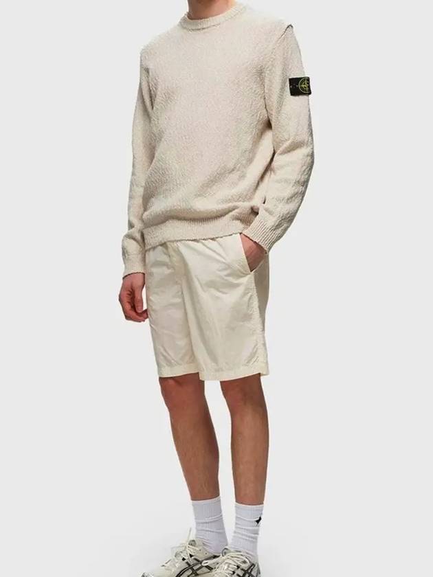 Logo Badge Knotted Crew Neck Cotton Knit Top Beige - STONE ISLAND - BALAAN 3