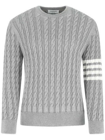 Diagonal Armband Cable Knit Top Grey - THOM BROWNE - BALAAN 1