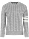 Diagonal Armband Cable Knit Top Grey - THOM BROWNE - BALAAN 1