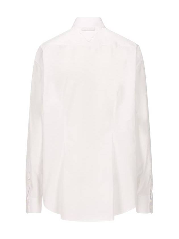 Crystal Brooch Poplin Shirt White - PRADA - BALAAN 3